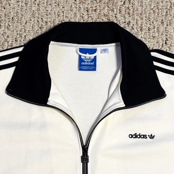 Adidas Originals Beckenbauer Mens White W/ Black Stripes XL Track Jacket Trefoil - Picture 2 of 7